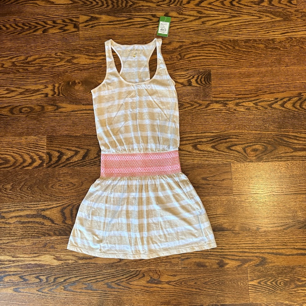 Striped Sleeveless Dress with Pink Waistband Lily Pulitzer